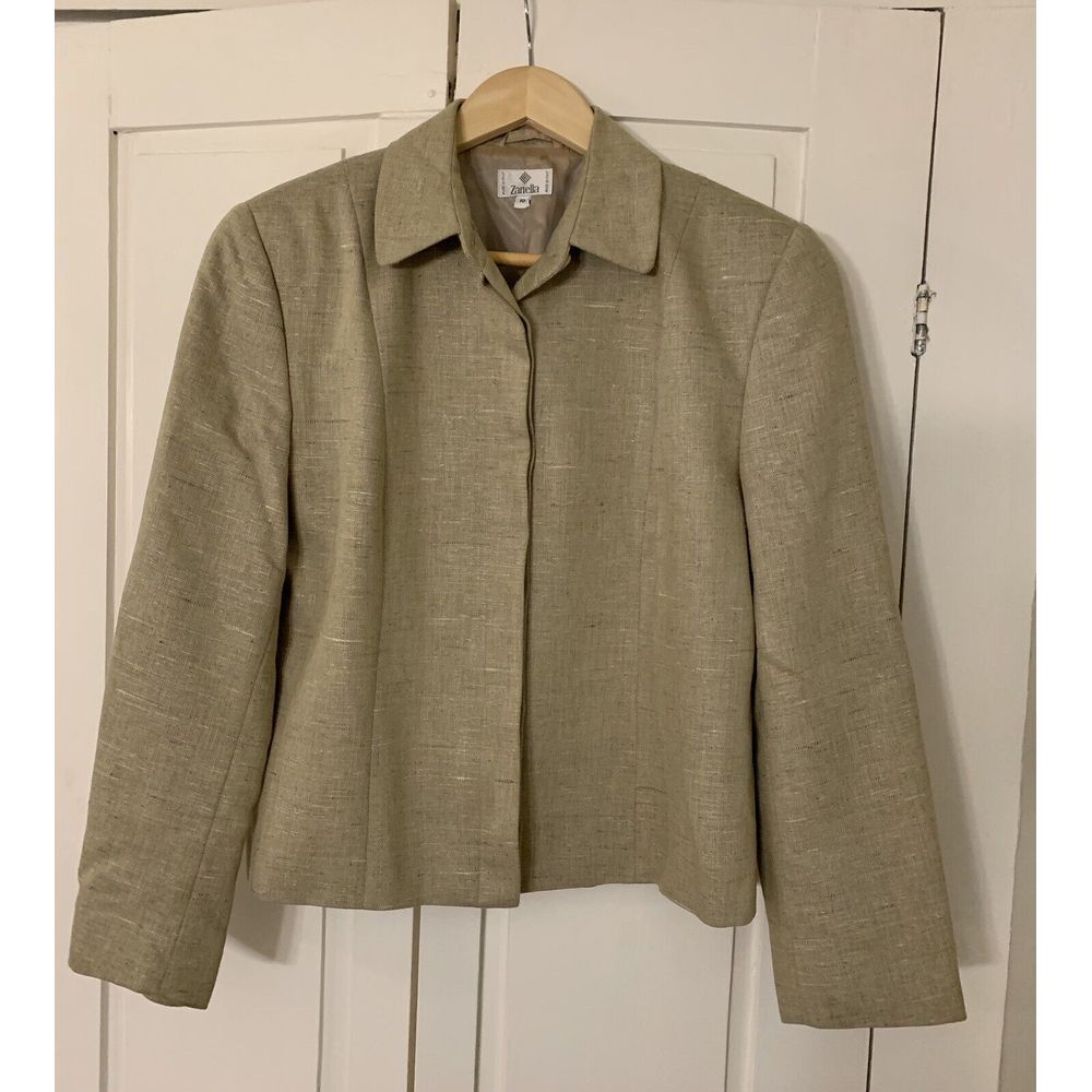 Zanella Light Olive Green Linen-Blend Blazer